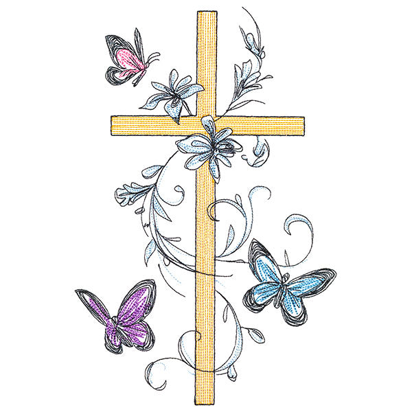 Cross with Butterfly Filigree