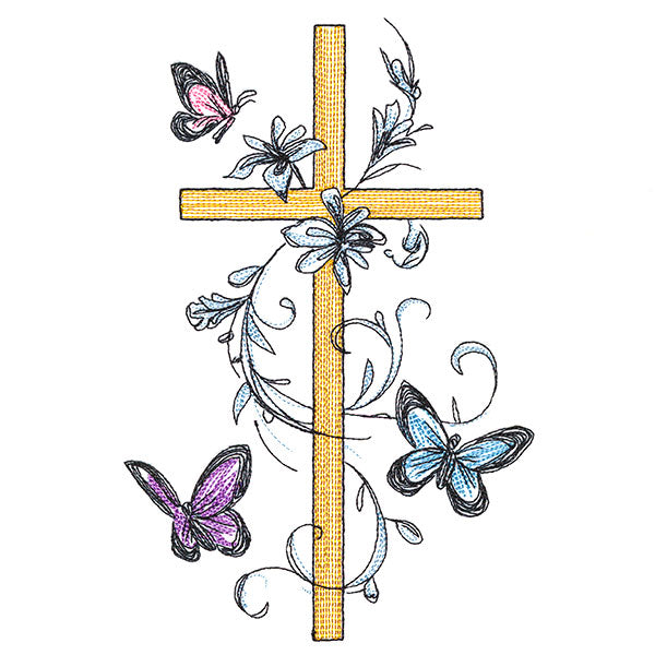 Cross with Butterfly Filigree