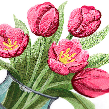 Realistic and Lovely Vase of Tulips