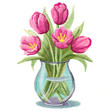Realistic and Lovely Vase of Tulips