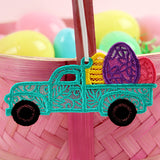 Happy Easter Eggs Retro Truck Ornament (Lace)