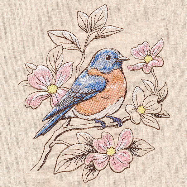 Birds and Blooms - Bluebird – Embroidery Library