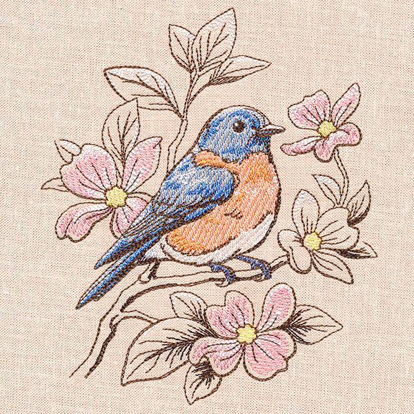 Birds and Blooms - Bluebird – Embroidery Library