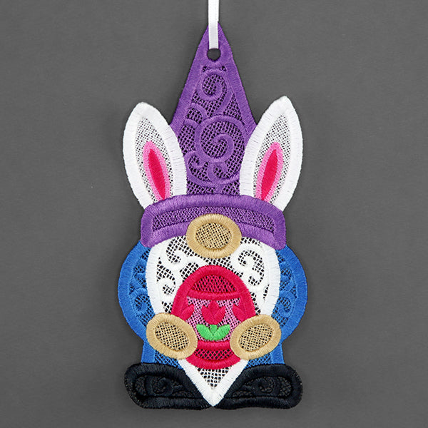 Easter Egg Hunt Gnome Ornament (Lace)