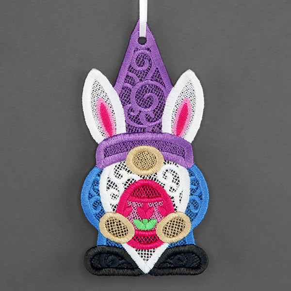 Easter Egg Hunt Gnome Ornament (Lace)