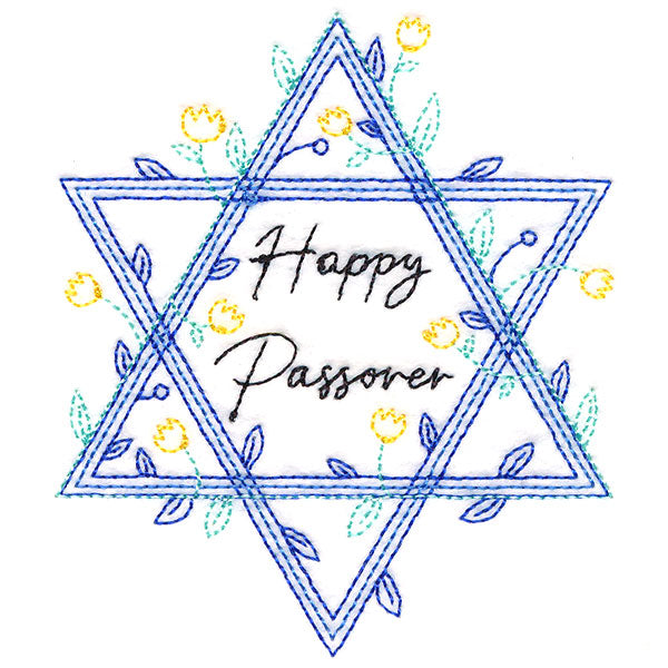 Happy Passover Botanical Star of David