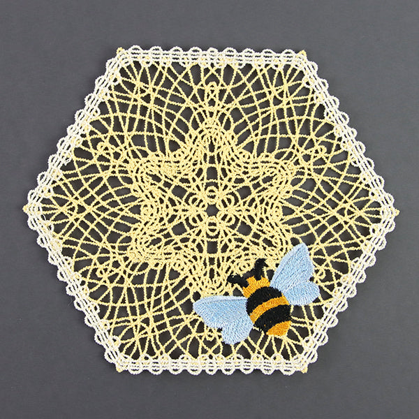 Honeycomb and Bee Doily (Battenburg Lace)