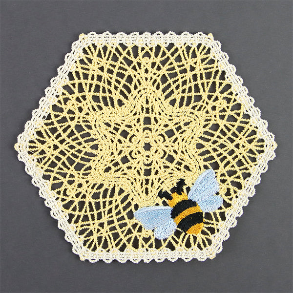 Honeycomb and Bee Doily (Battenburg Lace)