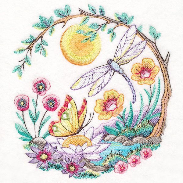 Sunset Glade Dragonfly and Butterfly Wreath