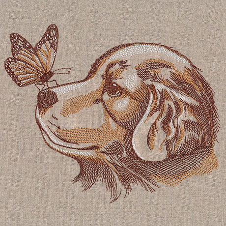 Perfectly Poised Monarch and Puppy