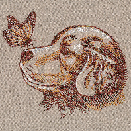 Perfectly Poised Monarch and Puppy