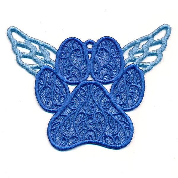 Dog Paw Ornament with Wings (Lace)