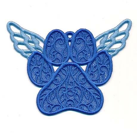 Dog Paw Ornament with Wings (Lace)