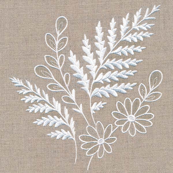 Fern and Flowers Accent (Whitework)