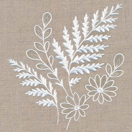 Fern and Flowers Accent (Whitework)