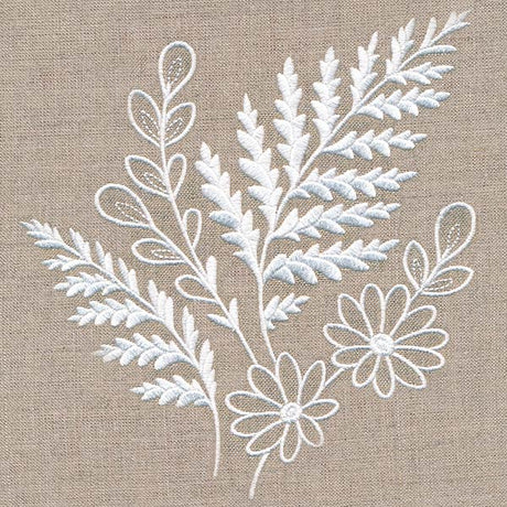 Fern and Flowers Accent (Whitework)