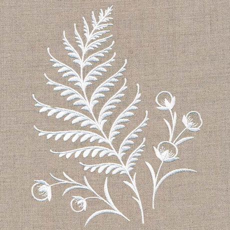 Fern and Berries Accent (Whitework)