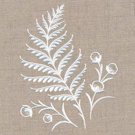 Fern and Berries Accent (Whitework)