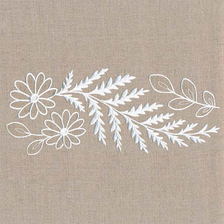Fern and Flowers Border (Whitework)
