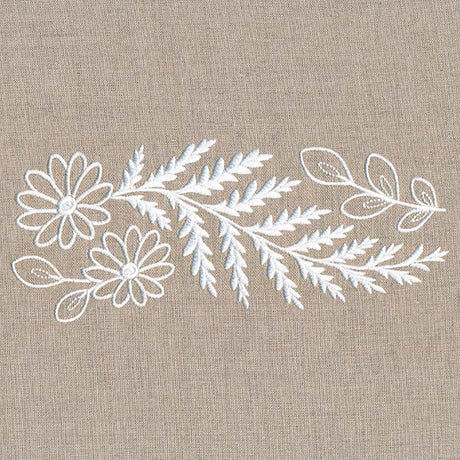 Fern and Flowers Border (Whitework)