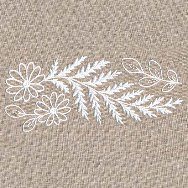 Fern and Flowers Border (Whitework)