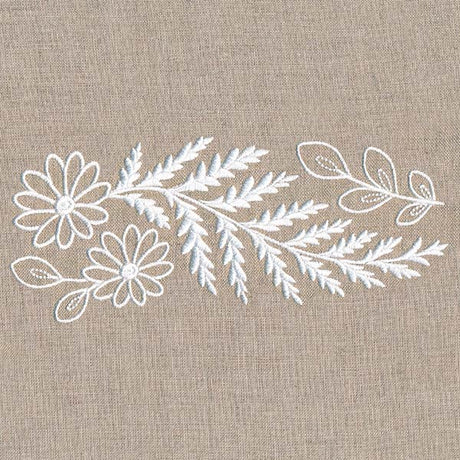 Fern and Flowers Border (Whitework)