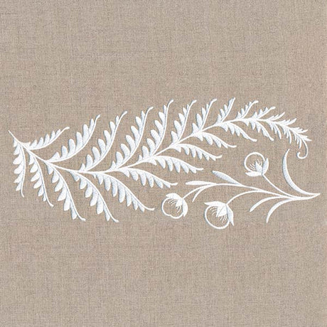Fern and Berries Border (Whitework)
