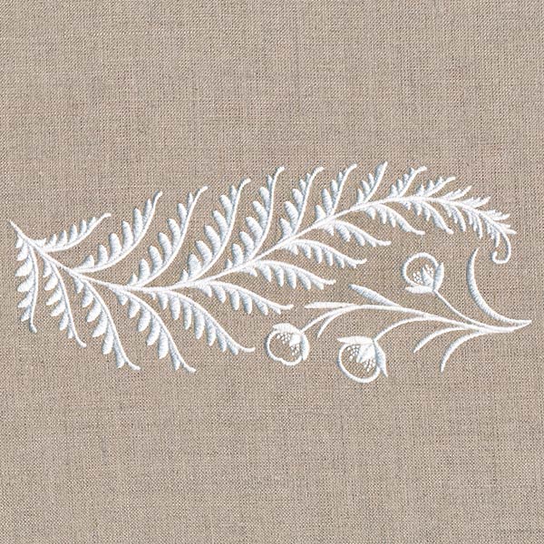 Fern and Berries Border (Whitework)