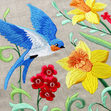 Garden Bluebird in Daffodils and Blooms