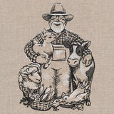Farmer and Barnyard Friends Etching