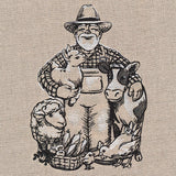 Farmer and Barnyard Friends Etching