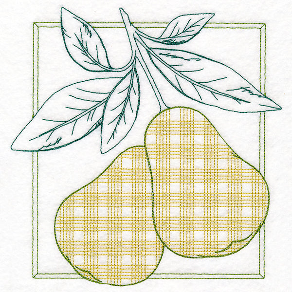 Retro Gingham Fruit - Pears – Embroidery Library