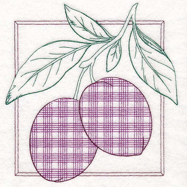 Retro Gingham Fruit - Plums