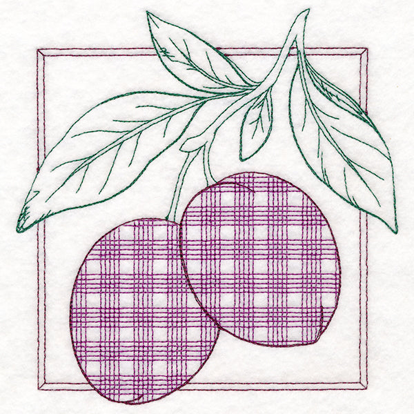 Retro Gingham Fruit - Plums