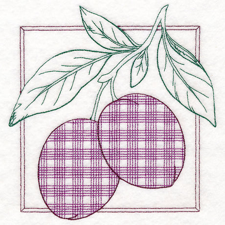 Retro Gingham Fruit - Plums