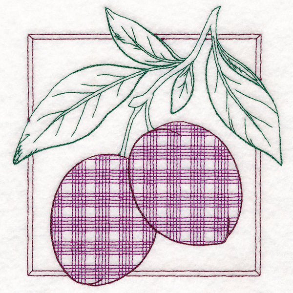 Retro Gingham Fruit - Plums
