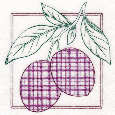 Retro Gingham Fruit - Plums