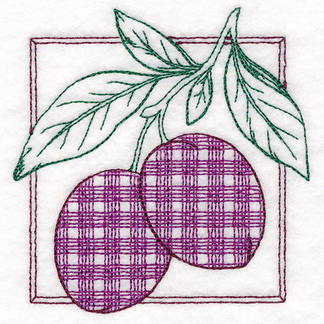 Retro Gingham Fruit - Plums