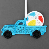 Day at the Beach Retro Truck Ornament (Lace)