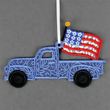 American Flag Retro Truck Ornament (Lace)