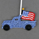 American Flag Retro Truck Ornament (Lace)
