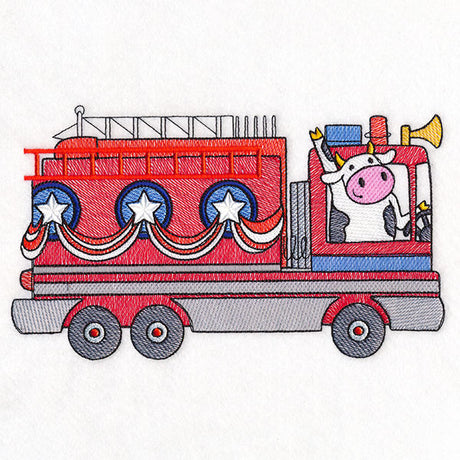 Americana Farm Parade - Cow Fire Truck