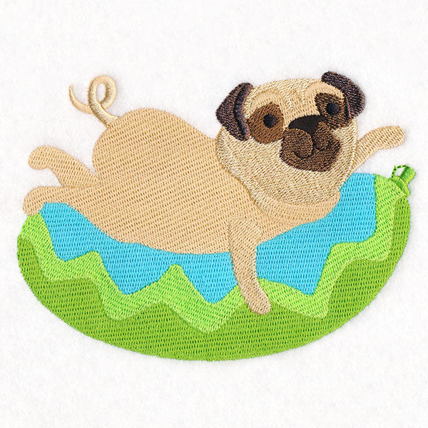 Animals on Floaties Pug – Embroidery Library - Main Image