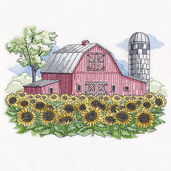 Sunflower Barn Scene