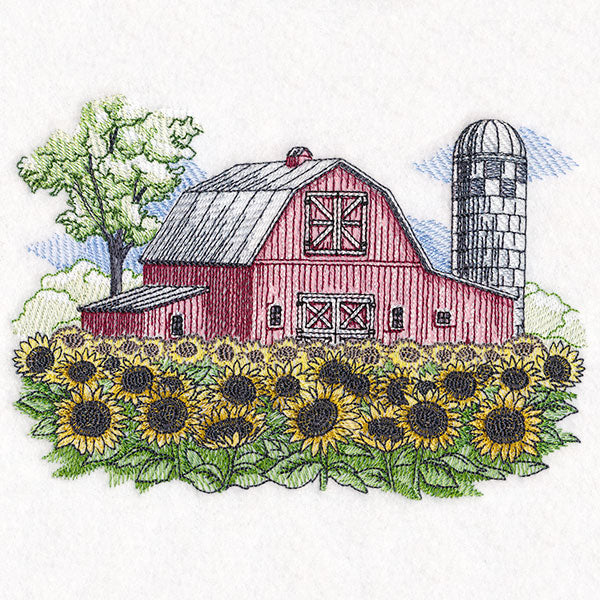 Sunflower Barn Scene