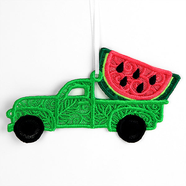 Summer Watermelon Retro Truck Ornament (Lace)