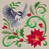 Chickadee and Poinsettia Feature