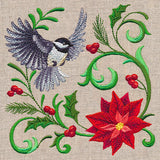 Chickadee and Poinsettia Feature