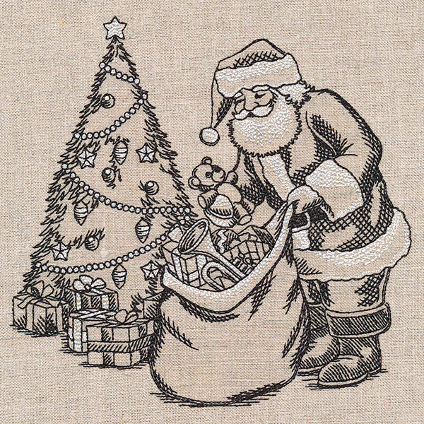 Santa Bringing Gifts Etching