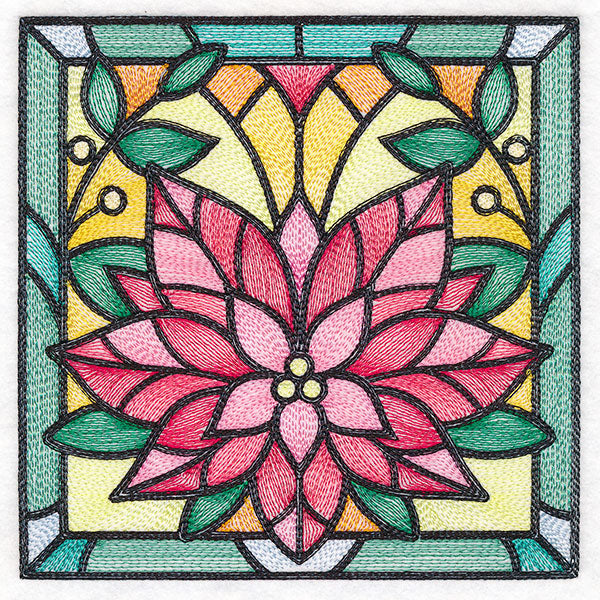 Stained Glass Christmas -  Poinsettia